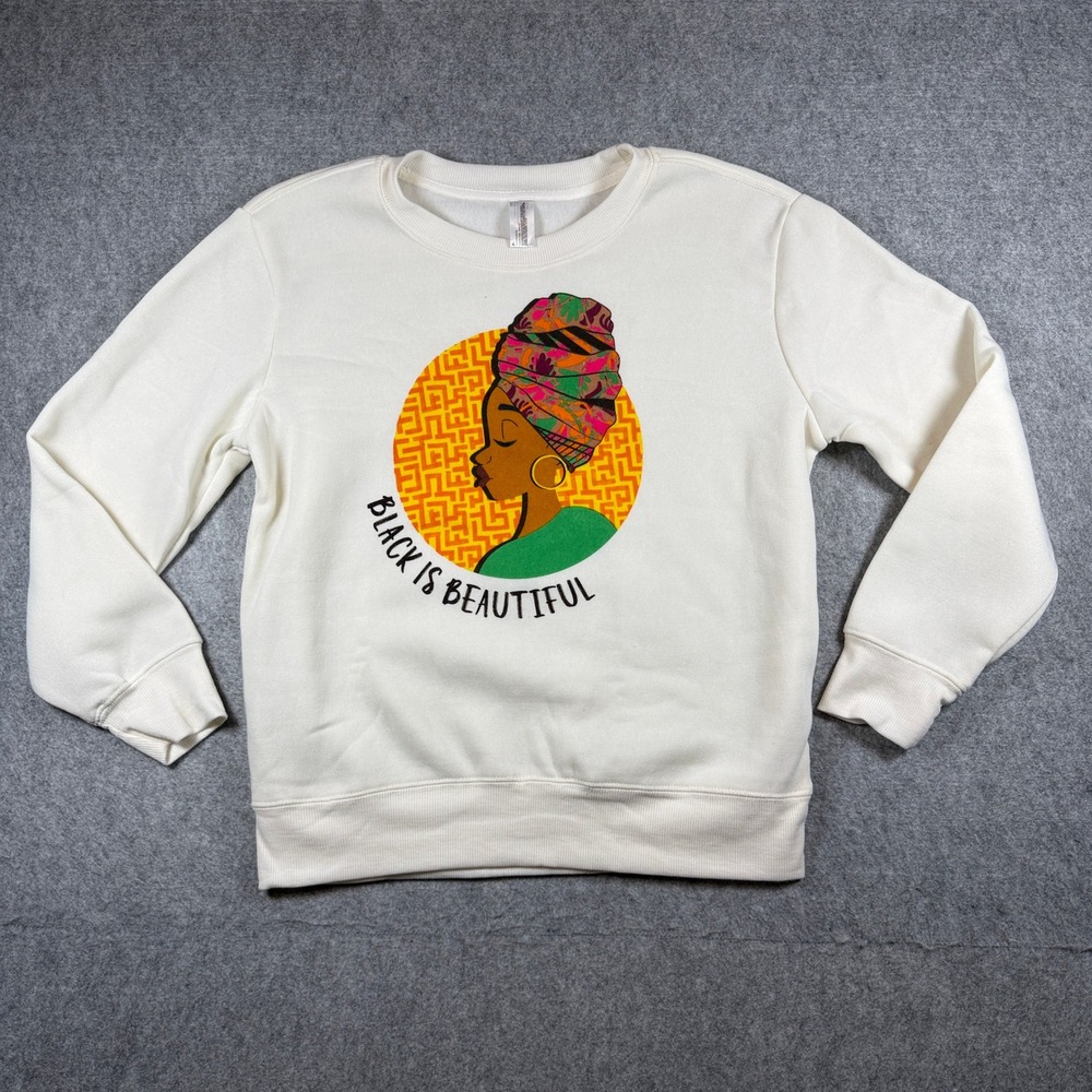 Unbranded Women Black Is Beautiful Graphic Sweatshirt XL Cream Polyester